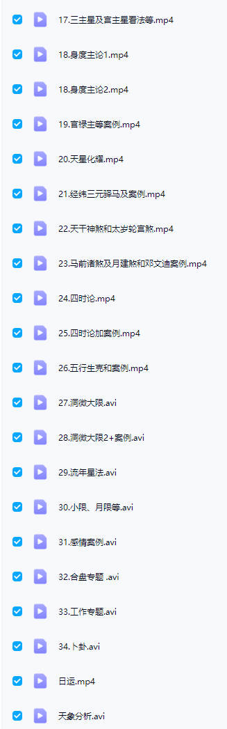 黄道制《大七政四余课程果老星宗》视频课38集+音频课44集+完整讲义